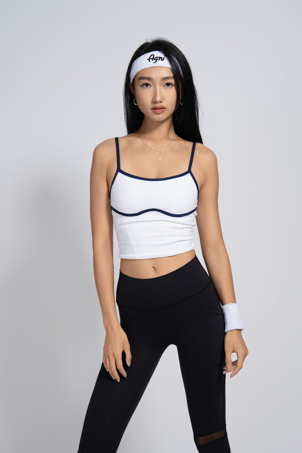 Corset Bra Top - White/Navy