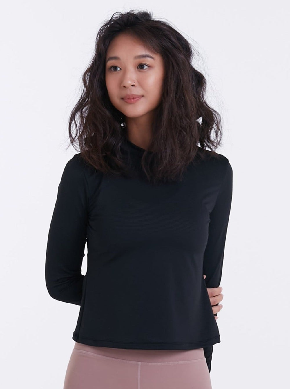 Rib Sheer Long Sleeve - Black